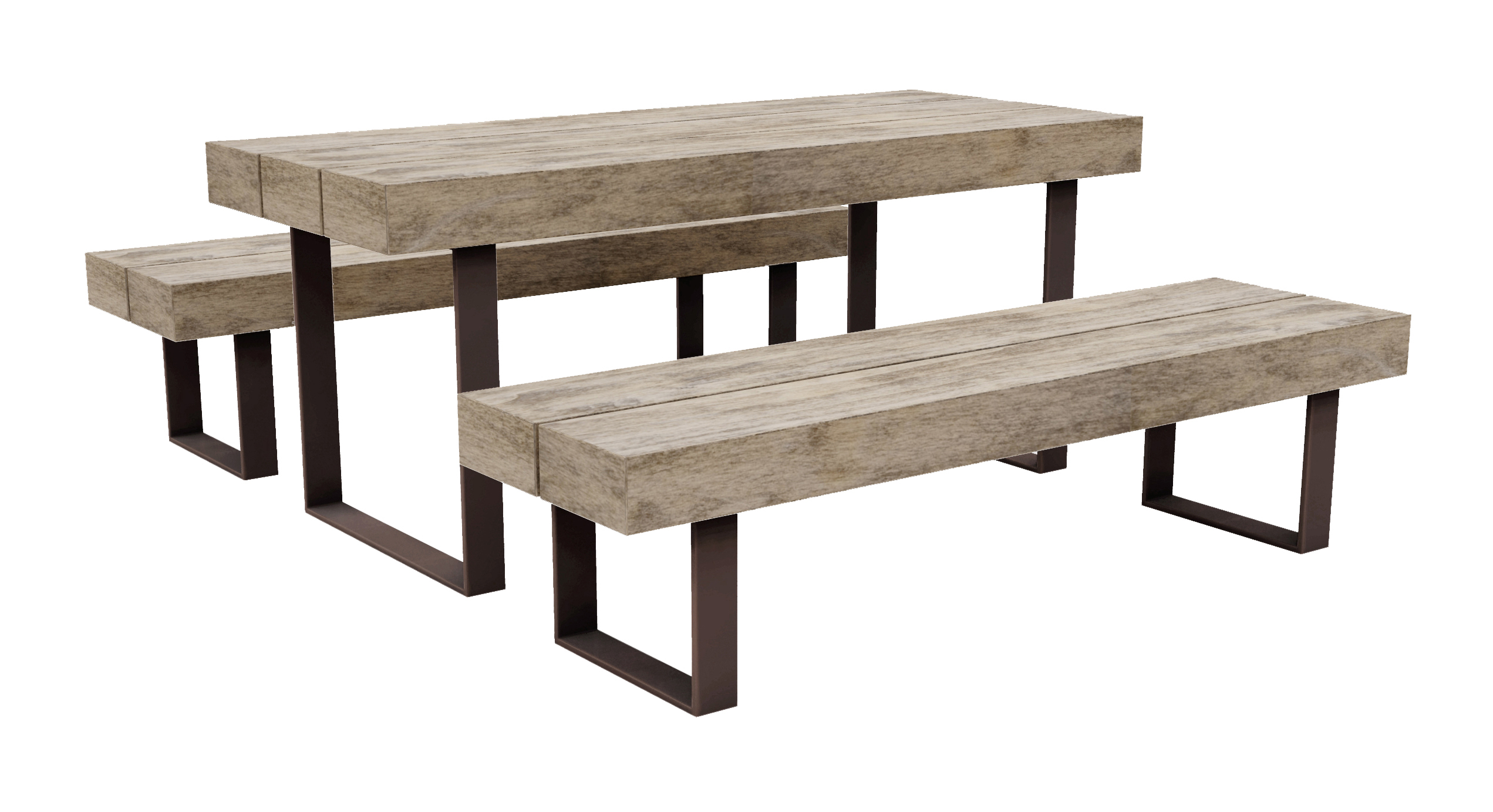 Wood and Steel Picnic Table Set